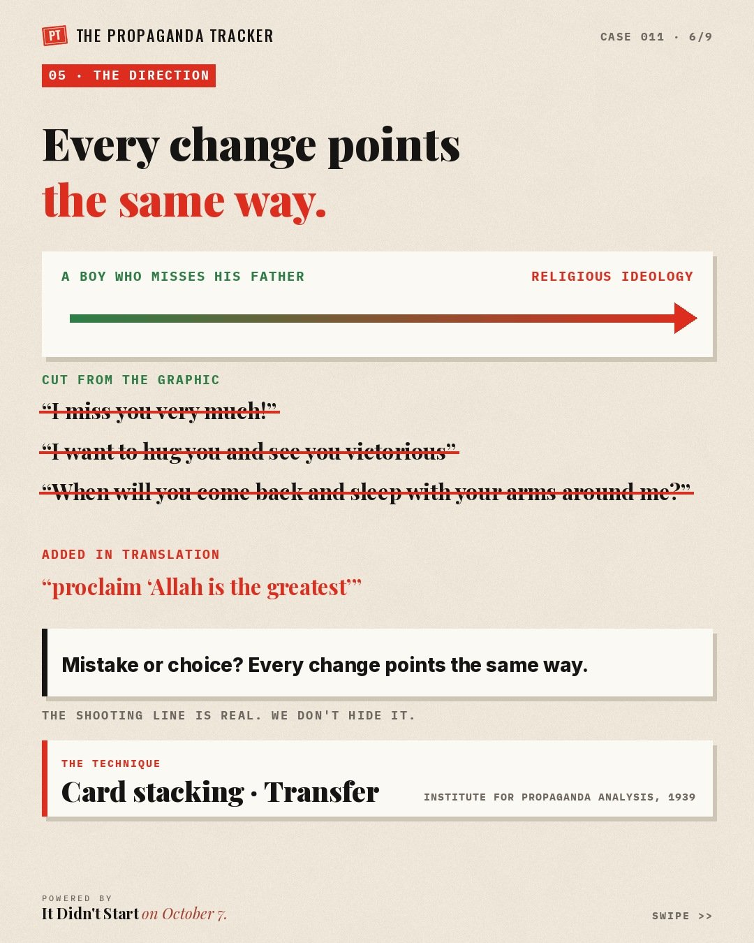 Every change points the same way: lines of longing cut, a religious phrase added.
