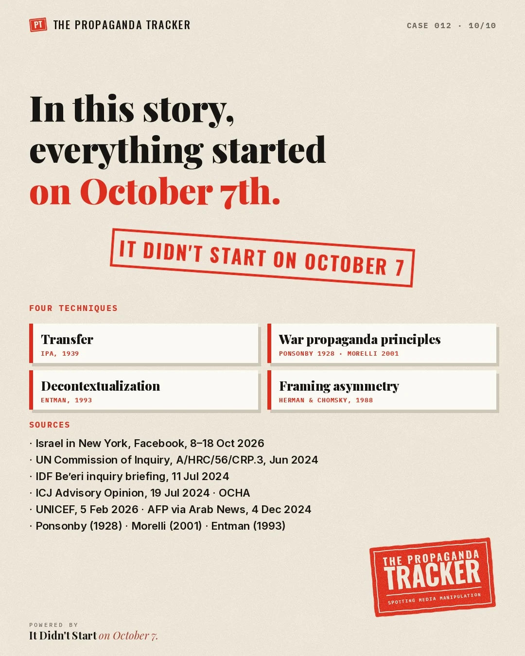 It didn’t start on October 7: four war propaganda techniques and their sources